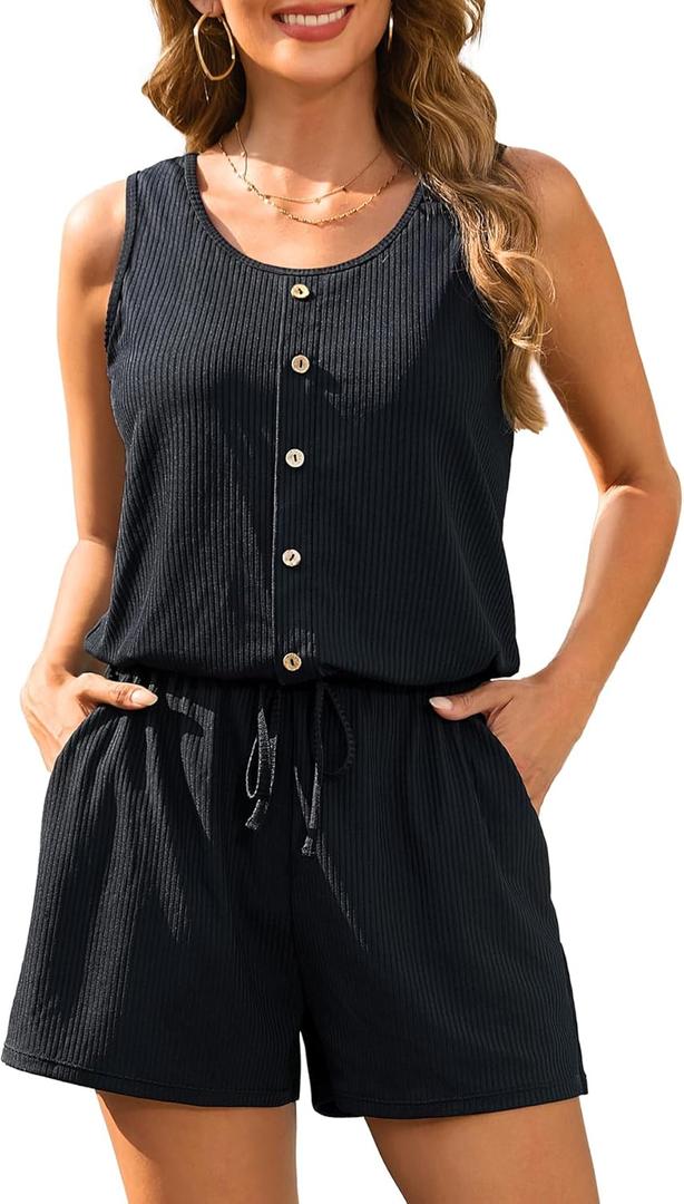 Tempt Me Women Romper Swimsuit - One Piece Bathing Suit with Shorts Modest Boyleg Swim with Pockets 2025 (Black) 20W