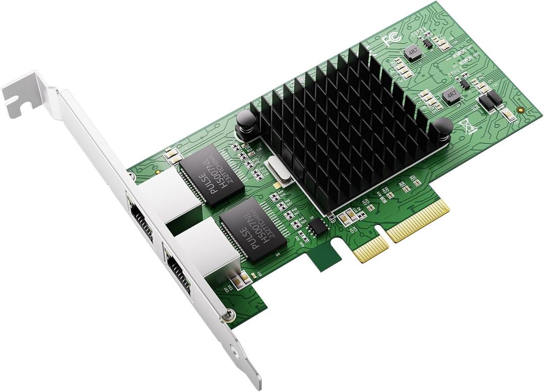 Gigabit Ethernet Converged Network Adapter (NIC) with Intel 82576 Chip -10/100/1000Mbps Dual RJ45 Port PCI Express 2.0 X1 Network Card