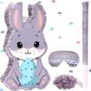 Sratte Bunny Piata Kit with Blindfold, Banging Stick and Confetti Rabbit Piata for Animal Theme Party Birthday Party Decoration