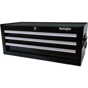 Workington Industrial 3 Drawers Portable Metal Intermediate Box, 26" Middle Tool Chest Cabinet with Ball Bearing Drawer Slides, Steel Tool Storage Box Organizer 4009 Black