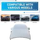 Car Half Cover, Thicker Larger Snow Freeze Shield with Fixed Clip, Anti-Scratch Reflective Strip Warning All-Season Protection, Universal Front Windshield Hood Full Wrap for Cars (Silver)