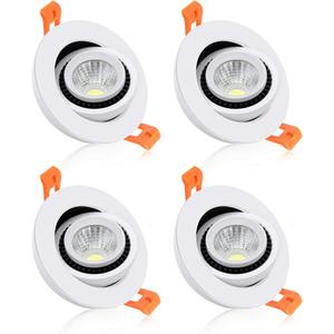 YGS-Tech 2 Inch Eyeball Gimbal LED Recessed Lighting Dimmable Downlight, 3W (35W Halogen Equivalent) Adjustable Spotlight, 3000K Warm White, CRI80, Ceiling Light with LED Driver (4 Pack)