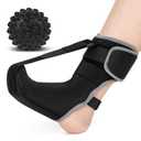 Upgraded Plantar Fasciitis Night Splint Sock with Massage Ball for Plantar Fasciitis Relief, Soft & Comfortable Foot Brace for Achilles Tendonitis Heal Spur Foot-drop Flat-arch for Women and Men, Small-Black