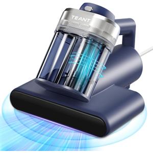 Mattress Vacuum Bed Vacuum Cleaner with 253.7nm UV-C Light, 600W & 16Kpa Strong Suction,33000 RPM/Min Tapping, HEPA Filter,149 Heat & Ultrasonic & Anion Handheld Vacuum for Bed and Pet (Blue Mattress Vacuum)