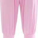 Hoerev Women Super Soft Modal Spandex Harem Yoga Pilates Capri Pants Lounge Pant (Pink, XL)