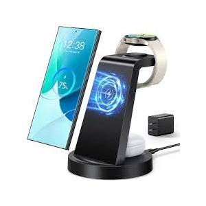 Wireless Charger for Samsung, 3 in 1 Wireless Charging Station for Samsung Galaxy Watch 8 7 6 5 4 3 Pro Classic Galaxy Buds 3/2 Pro,Charger for Samsung Galaxy S25 Ultra/S25/S24/S23/S22/S21/Note20
