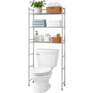 Honey-Can-Do Over-the-Toilet Bathroom Storage Shelf, Steel, Chrome, 4-Tier
