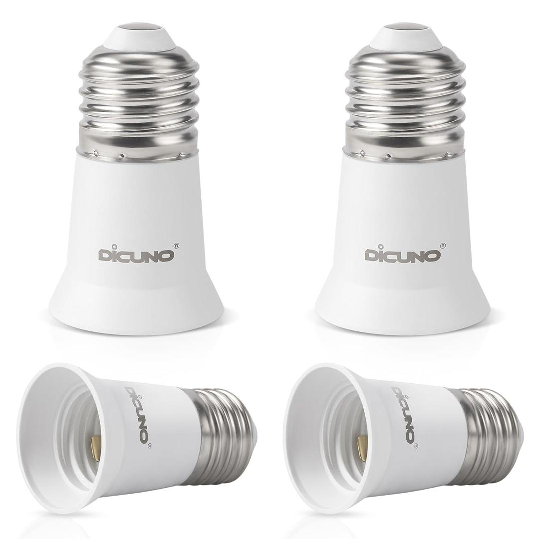 DiCUNO E26 3CM/1.2 Inch Socket Extender, E26 Lamp Bulb Socket Extension, Lamp Holder Adapter, 4-Pack