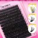 Yawamica Fluffier Lash Clusters Kit with Remover Wispy Cluster Eyelash Extensions 12-20mm Eyelash Clusters 200D Volume Lash Extension Kit D Curly Cluster Lashes with Bond and Seal Remover Tweezers