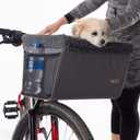 K&H Dog Bike Basket Front Mount, Pet Bike Carrier for Small Dogs & Cats, Bicycle Dog Basket with Safety Leash, Washable Liner, Heavy Duty Metal Frame, Universal Fit, 16x12x10 in