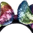 A Miaow 3D Bow Black Sequin Headband Colorful Glitter Butterfly Hair Clasp Park Supply Adults Women Photo Accessory Party Costume (Rainbow and Rainbow)