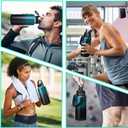 32oz Insulated Water Bottle with straw & Spout Lids Keep Cold 48H Hot 24H, Large Water Flask Bottle with Shoulder Carrier Bag, Paracord Handle & Boot for Gym, Workout & Beach