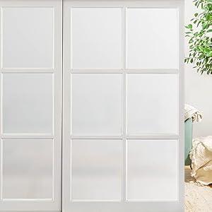 LEMON CLOUD Window Privacy Film Frosted, Non Adhesive Opaque Bathroom Door Window Film, Static Cling Stickers Privacy Day and Night, Vinyl Glass Coverings for Home Office(17.5 x 157.4 Inch, Pure White)