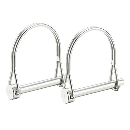 Safety Coupler Pin 1/ 4 Inch(6.3mm) Diameter, 1.97Inch(50mm) Length, Wire Lock Pins, Round Arch Wire Shaft Locking Pin, 316 Stainless Steel(2 Packs)