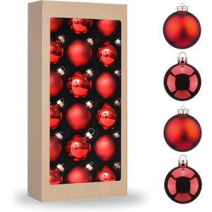 Amooca Christmas Glass Balls Decoration Festival Party Home Decors Holiday Xmas Tree Hanging Ornaments Set 18pc 1.8in Wine Red