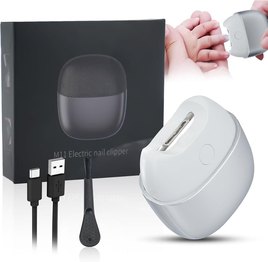 Electric Nail Clipper with 2 Speeds, Safety Fingernail Trimmer for Adults, Seniors, Kids & Infants, Rechargeable Nail Clippers with Light, Magnetic Cover, Nail Scraps Storage, USB Charging