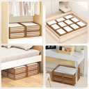 Wisuce Bamboo Under Bed Storage Containers- Underbed Organizer with Wheels with Dust Bag,Sturdy Wood Rolling Under the Bed Shoe Storage Organizer Drawers (Brwon, 2 Pack (23.62"16.54"))