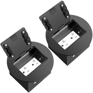 Vagueior Recessed Floor Electrical Outlet Kit, Circular Hidden Duplex 20A Tamper-Resistant Receptacle Outlet Waterproof Electrical Outlet Covcer Box, UL Certified,Silver 1Pack