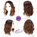 Dark Brown with Highlights Short Wavy Bob Glueless Synthetic Fiber Lace Front Wigs for Women Pre Cut for Beginners Natural Hairline 14 Inch
