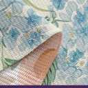 DEXI Area Rugs for Bedroom, 2x6 Reversible Hallway Rug with Tassels, Soft Low Pile Bedside Rug, Modern Laundry Room Indoor Cotton Carpet for Kitchen Floor Entryway Living Room, Blue and Pink Flower