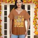 Fall Pumpkin Shirts for Women: Cute Pumpkin V Neck Shirt Thanksgiving Graphic Tees Halloween Pumpkin Tops (S)