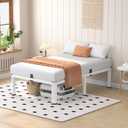 VIPSHOW 14 Inch White Twin Heavy Duty 3500lbs Bed Frame with Round-Corner