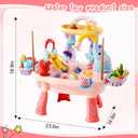 2027 Upgraded 4-in-1 Sand Water Table for Toddlers 1-3, Kids Sensory Table with Electric Water Pump & Elephant Faucet, Play Kitchen Sink with Food Accessories, Fishing Toy (Pink)