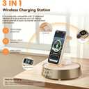6 in 1 Wireless Charging Station with Alarm Clock, Bluetooth Speaker, FM Radio, Night Light for Bedroom Office, Wireless Charger Dock Station for iPhone 17 16 15 14 13 12 Pro Max,Apple Watch, AirPods