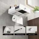 VOLDRA Toilet Paper Holder with Shelf White Wipes Dispenser for Bathroom Toilet Paper Holder with Storage Upgrade Drawer Design Toilet Tissue Holder Adhesive Small Bathroom Shelf Wall Mount