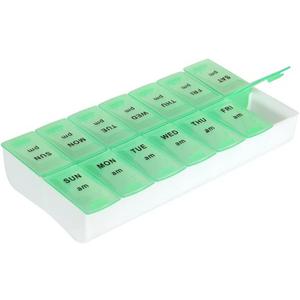 7 Day Pill Organizer AM and PM (Green)