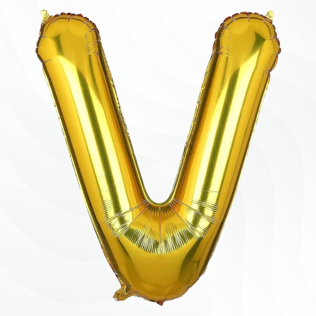 Gold V Letter Foil Balloon Alphabets Balloons Perfect for Birthday Decoration Items, Anniversary, Bachelorette, Wedding, Farewell Create Your Own Custom Phrase and Name