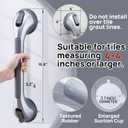 LEVERLOC Grab Bars for Bathtubs and Showers, Shower Handle 17 Inch Strong Suction Bath Handrails, Safety Grip for Bathroom Chair, Bathroom Grab Bar for Senior No Drilling Waterproof,Silver