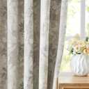 Randall Brown Leaf Print 90% Room Darkening Curtains 84 Inches Pinch Pleat Thermal Insulated Blackout Rod Pocket Botanical Jacquard Farmhouse Drapes for Living Room,2 Panels,40"x84",Brown on Beige