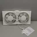 Amazon Basics Window Fan for Home Bedroom, Twin Heads, Cooling Airflow, Exhaust, Expandable Side Panel, Manual Control, 3 Speeds, 63W, 9 inch, White