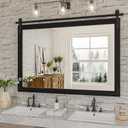 Farmhouse Bathroom Mirror, 48x36 Inch Black Vanity Mirror for Wall, Wood Framed Rustic Mirror Rectangular Wall Decor Mirrors for Entryway Living Room Bedroom