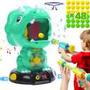 EagleStone Moveable Dinosaur Shooting Toys for Kids, Triceratops Dino Shooting Games with 2 Gun, 48 Balls, LCD Score Record, for Boys and Girls, Party Favor for Indoor and Outdoor (10b-green)