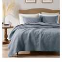 palassio Dusty Blue Paisley 100% Cotton Quilt Twin Size Bedding Sets with 1 Pillow Sham, Boho Floral Lightweight Farmhouse Country Vintage Soft Bedspread Shabby Chic Coverlet for All Season, 2 Pieces