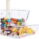 Clear Acrylic Candy Dispenser Bin with Scoop,Magnetic Snack food Storage for Bulk Candy,Cereal,Pet food,Laundry Pods (Transparent)