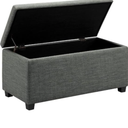 Amazon Basics Upholstered Storage Rectangular Ottoman and Entryway Bench, Polyester, Charcoal Gray, 90.17 cm (W) × 41.91 cm (D) × 43.18 cm (H).