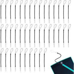 40PCS Pen Leash for Clipboard - Anti-Lose Elastic Tether, Plastic Retractable Coil Strap, Stylus Lanyard for Touchscreen, Clipboard Pen Leash & Coil Set