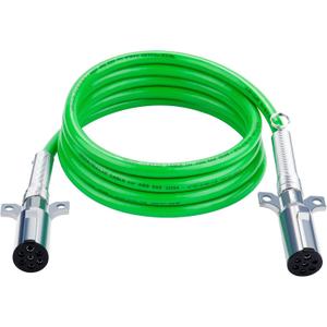 7 Way ABS Cord, 12FT 7 Way Coiled Trailer Cord, Heavey Duty Electrical Power Cable for Semi Truck Tractors - Green