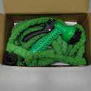 Flexi Hose with 8 Function Nozzle, 25FT - Lightweight Expandable Garden Hose, No-Kink Flexibility, 3/4 Inch Solid Brass Fittings and Double Latex Core - Green