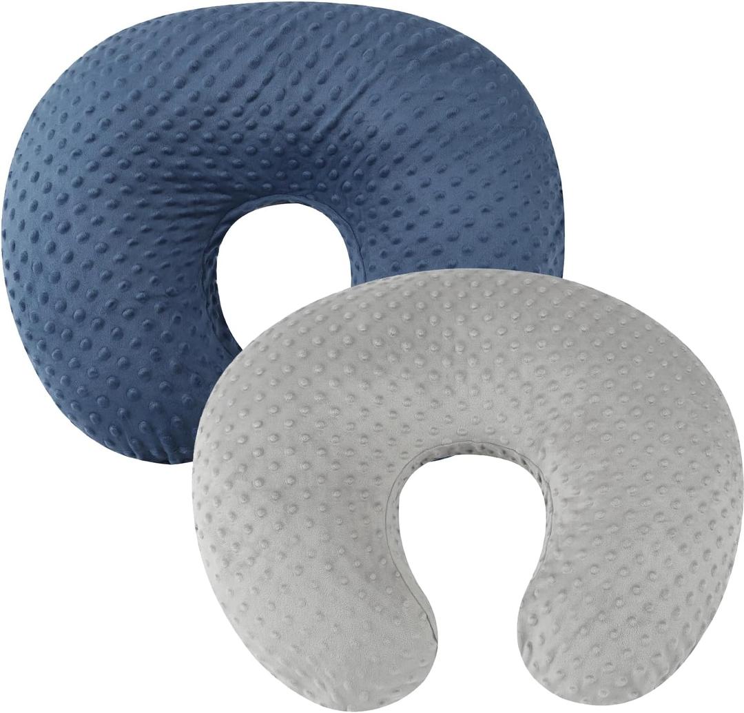Dot Nursing Pillow Cover Set 2 Pack Nursing Pillow Slipcovers, Ultra Soft Compatible with Boppy Pillow, Standard Pillow for Baby Boy Girl Grey Navy