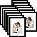 Picrit 12x16 Picture Frame Set of 12, Display 8.5x11 with Mat or 12x16 without Mat, Photo Frames for Wall Mounting Display, Black