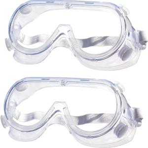 Safety Goggles Glasses Fit Over Eyeglasses Chemical Protective Splash Protection Eye Goggle For Science Eyewear (2 Pack/White Strap)