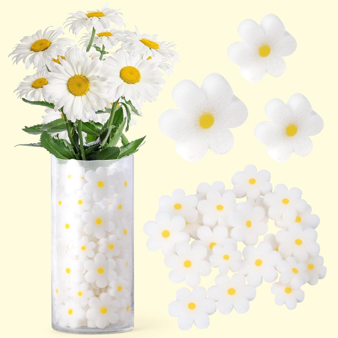 TICIAGA 60Pcs Summer Vase Filler Daisy Sponges for Flower Arrangements, Boho Daisy Vase Filling Decorations for Farmhouse Home Table Centerpiece Decor, Summer White Flower for Table Tiered Tray Decor