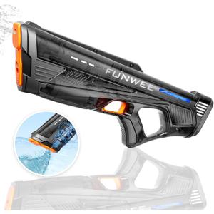 Electric Water Gun for Adults Kids, Powerful Automatic Squirt Gun, High Powered Shooting 100+ Times, Long Range, Auto Water Blaster, Outdoor Water Toy Game Pool (Transparent Black)