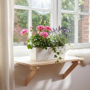 Colingmill Window Sill Plant Shelf 23.6 x 11 Inch Adjustable Window Sill Extender for Indoor Plants Shelf Cat Perch Easy Installation Without Damage for Micro Greens Seed Starter Pots Herb Planters