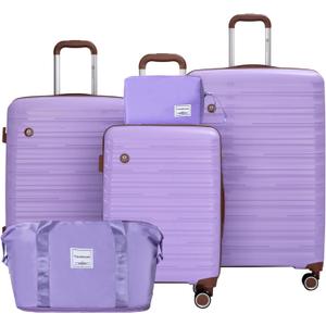 Travelhouse 3 Piece Luggage Sets with Spinner Wheels, Hardshell PP Suitcase Set with Tsa Lock, Lightweight Hardside Travel Suitcases with Waterproof Duffle Bag for Men Women (PURPLE)