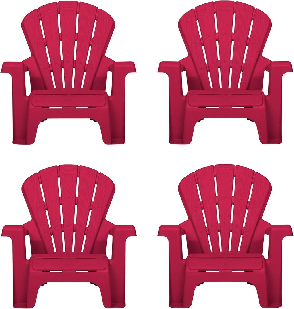 Little Tikes Kids Garden Chair 4 Pack in Red, Outdoor Toddler Activity Adirondack Chairs for Picnic, Garden, Patio, Backyard & Beach, Outdoor Chair Set